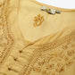 ADA Women Beige & Black Ethnic Motifs Embroidered Chikankari Handloom Kurta with Trousers | Swadesiicart