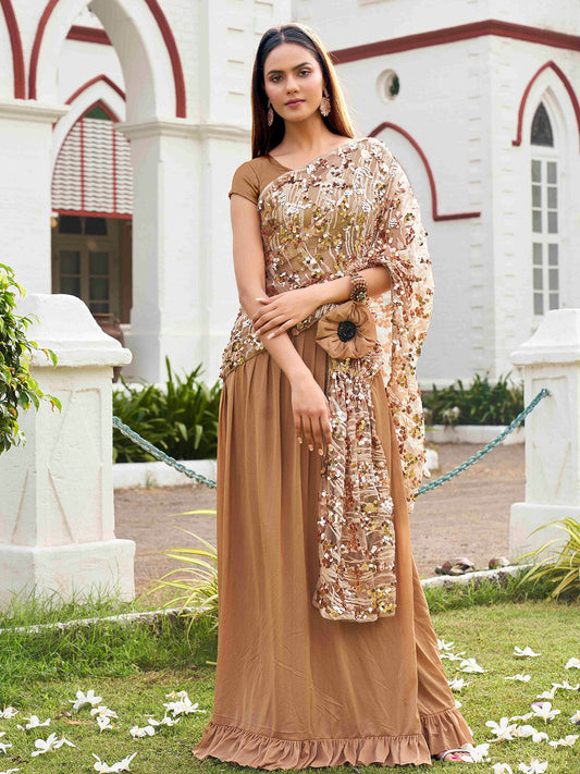 Tikhi Imli Embroidered Sequinned Ready to Wear Saree | Swadesiicart