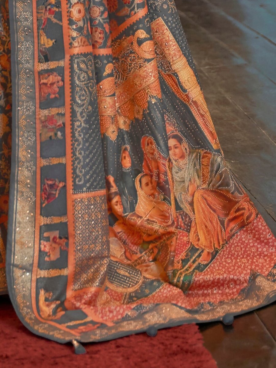 Anouk Ethnic Motifs Printed Beads & Stones Banarasi Saree | Swadesiicart