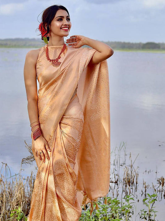 Kalini Ethnic Motifs Woven Design Zari Banarasi Saree | Swadesiicart