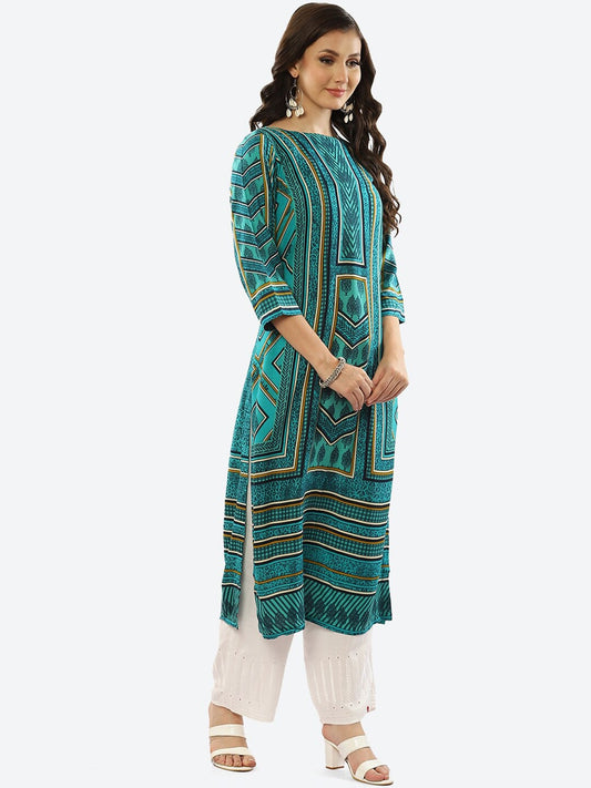 Biba Women Geometric Printed Kurta - Swadesiicart