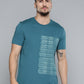 Alcis Men Teal Blue Typography Printed Slim Fit Gym T-shirt | Swadesiicart