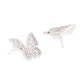 Yellow Chimes Silver-Toned & Pink Quirky Butterfly Studs Earrings - Swadesiicart