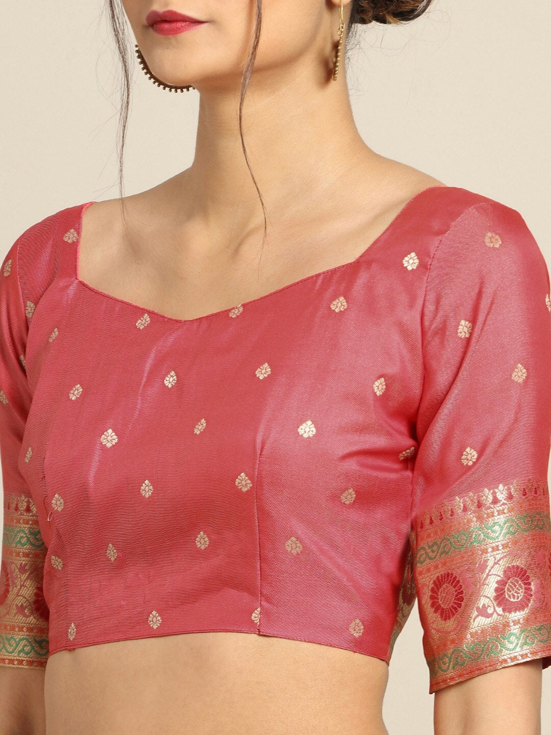 Saree Mall Cream Silk Blend Banarasi Sarees | Swadesiicart