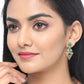 Shoshaa Green Gold-Polished Enamelled Contemporary Drop Earrings | Swadesiicart