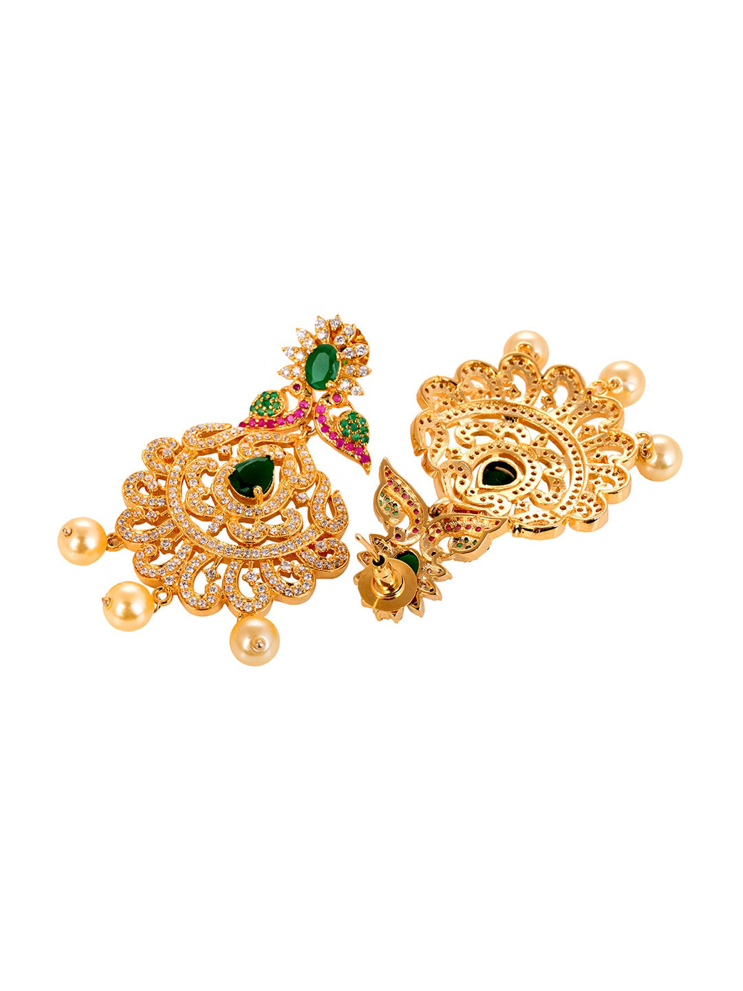 Saraf RS Jewellery Women Gold and Green Gold-Polished Jewellery Set - Swadesiicart