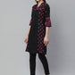ADA Women Black & Pink Chikankari Hand Embroidered Sustainable Handloom Kurta with Trousers | Swadesiicart