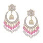 Shoshaa Pink & Gold-Toned Contemporary Kundan Drop Earrings With Pearls | Swadesiicart