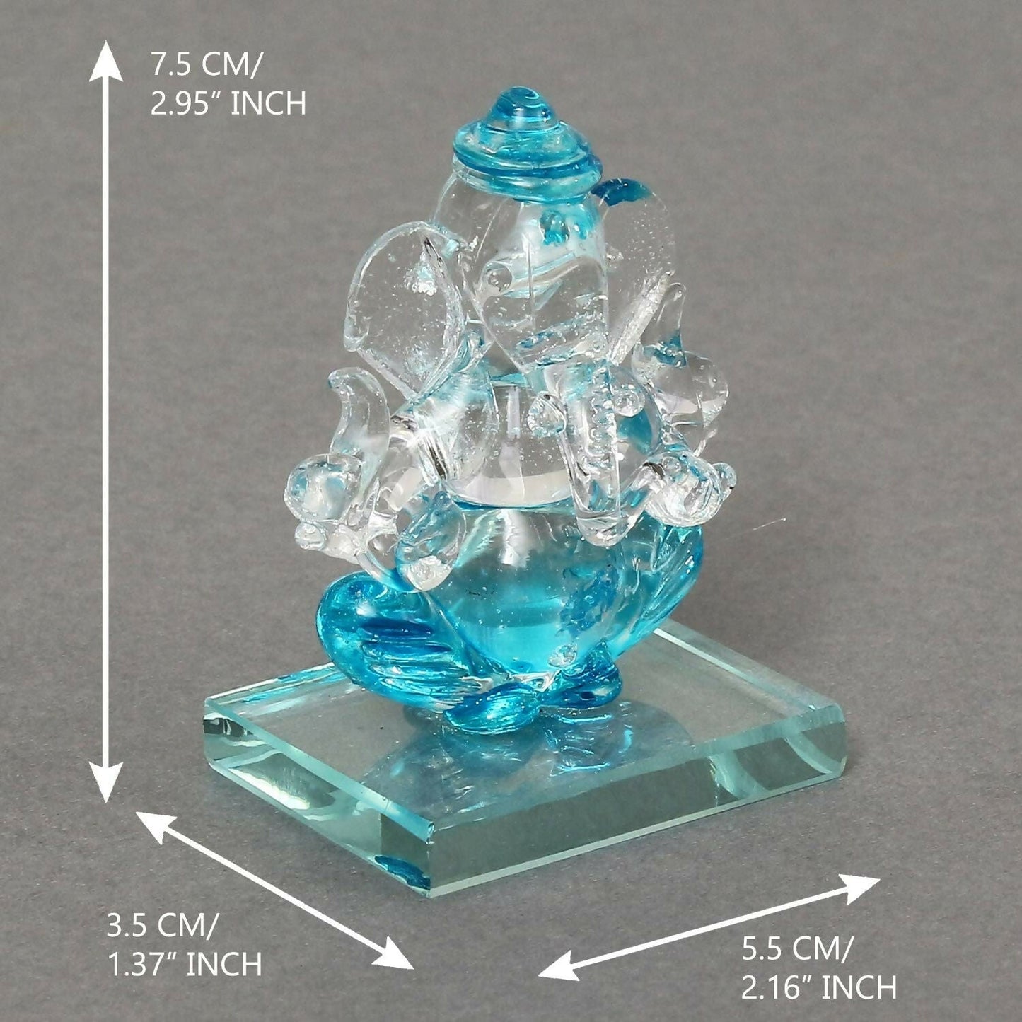 eCraftIndia SkyBlue and Transparent Double Sided Crystal Car Ganesha Showpiece - Swadesiicart