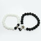 NVR Men & Women Set of 2 Black & White Onyx Handcrafted Elasticated Bracelet - Swadesiicart