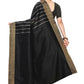 Vamika Black and White Lines Cotton Silk Weaving Saree (Paithani Black) | Swadesiicart