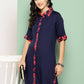 Ahalyaa Womens Kurta Set - Navy Blue | Swadesiicart