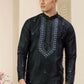 Raivat Ethnic Banarasi Art Silk Thread and Mirror Work Kurta Pajama In Black Colour | Swadesiicart