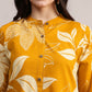 Aavyora Women's Mustard Yellow & White Floral Printed Cotton Co-Ord Set - Swadesiicart