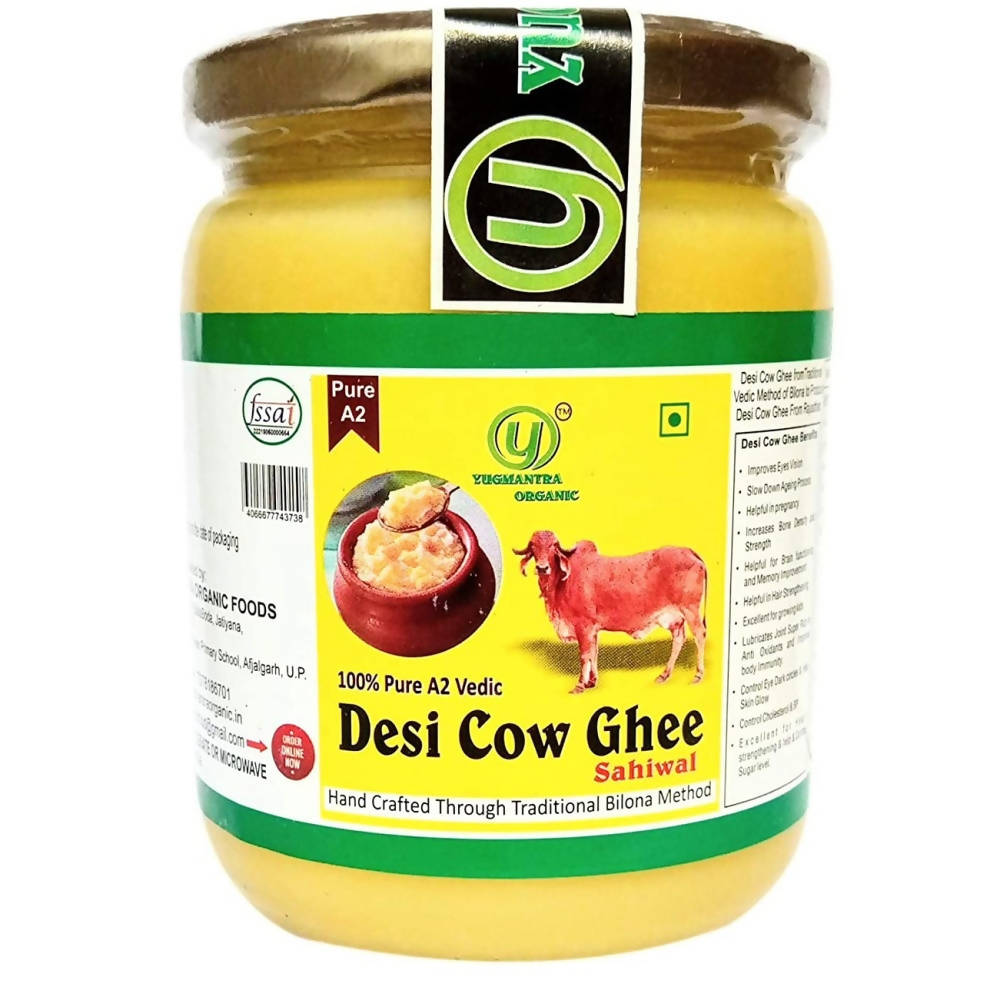 Yugmantra Organic Foods Pure A2 Natural Desi Cow Ghee Sahiwal | Handmade Desi Ghee | Grassfed, Golden, Grainy, Natural Fresh | Swadesiicart