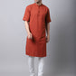 Even Apparels Red Pure Cotton Kurta With Band Collar | Swadesiicart