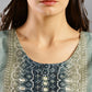 Blue Chinon Digital Printed With Hand Work Kurta - Himanshi - Swadesiicart