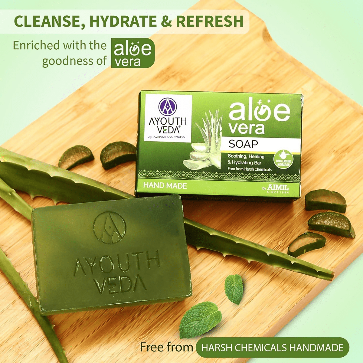 Ayouthveda Aloe Vera Bathing Soap - Swadesiicart