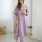 The52 Lavender Women's Gorgeous Embroidered work Viscose Gadhwal Fabric Straight Kurta, Pant and Dupatta Set - Swadesiicart