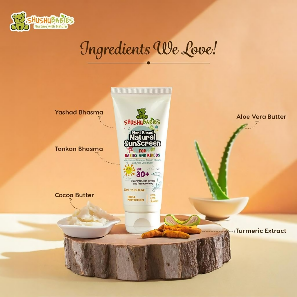 ShuShu Babies Sunscreen For Babies & Kids , SPF 30+ (under 0-12 Years) - Swadesiicart