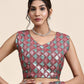 Peach Pure Georgette Sequence work Ready to wear Saree with stitched Blouse - Nirvana | Swadesiicart