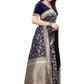 Vamika Banarasi Jacquard Weaving Navy Blue Saree (PARINITI NAVY) | Swadesiicart
