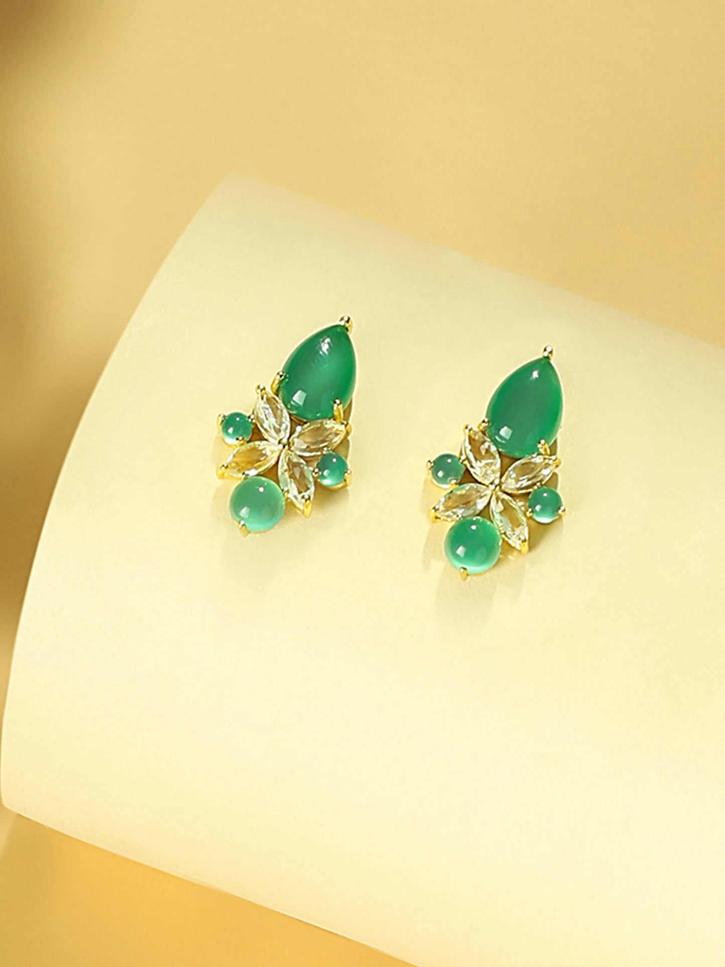 Nuyug 18k Gold Plated Floral Diamond Glow Earrings | Swadesiicart