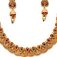 Temple Choker with Matching Jhumki Jewellery Set (Gold) - Ruby Raang - Swadesiicart