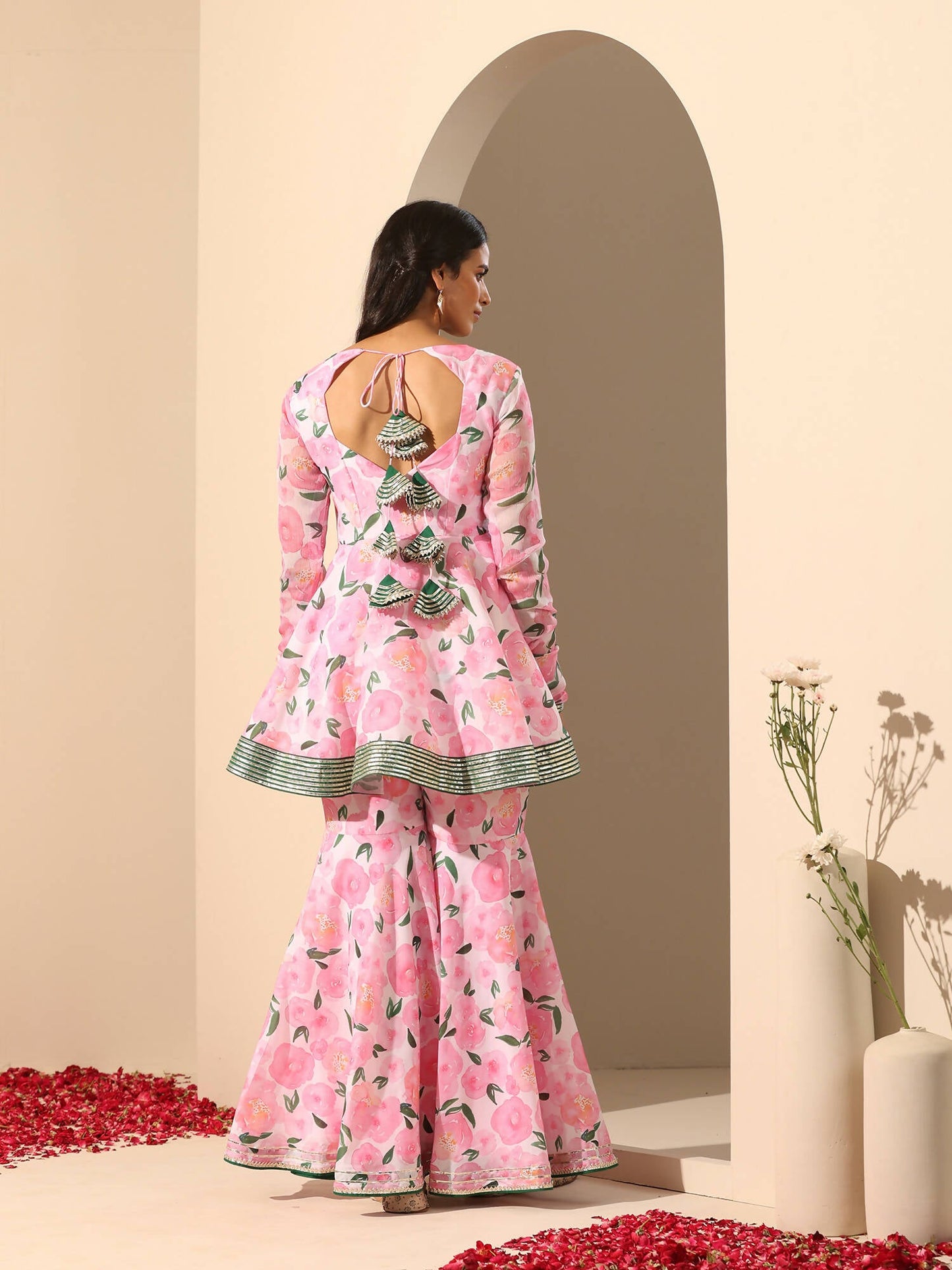 Pomcha Jaipur Pink Gul Rozi Sharara Set | Swadesiicart