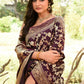Joban Fashion Plum Purple Banarasi Soft Pure Handloom Banarasi Silk Saree | Swadesiicart