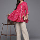 Ahalyaa Womens Pink Chanderi Printed Angrakha Style Tunic | Swadesiicart