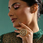 Gold-Polished White Kundan Studded Adjustable Finger Ring - Ruby Raang | Swadesiicart