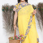 Little Bansi Floral Print Ready To Wear Saree And Floral Blouse - Yellow | Swadesiicart