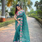 Vamsee Nimrat Sea Green Organza Silk Saree - Swadesiicart