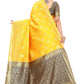 Vamika Ethnic Fire Yellow Weaving Banarasi Jacquard Saree | Swadesiicart