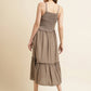 Brown Cotton Solid Flared Dress with Printed Shrug - Yukti
