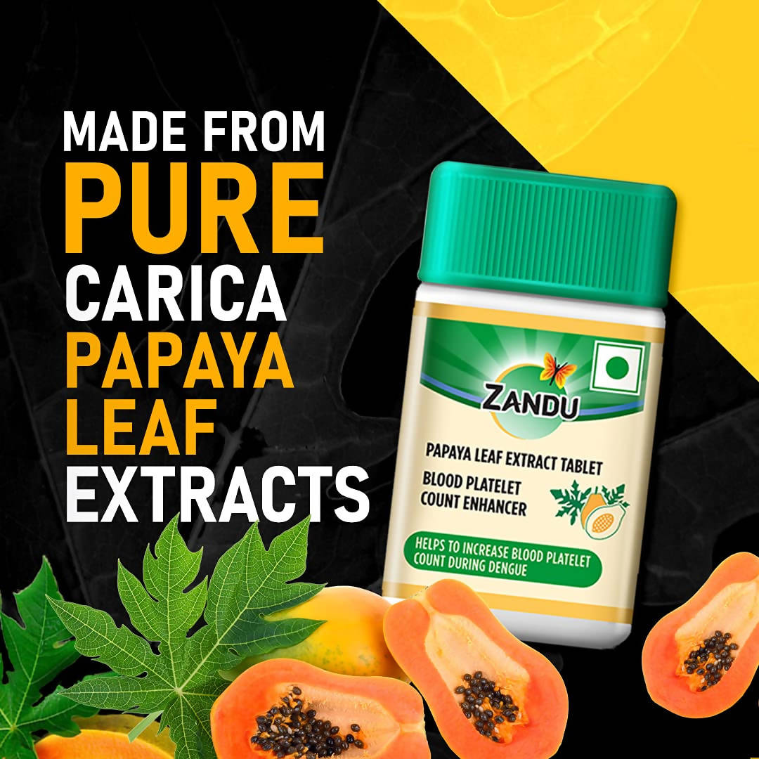 Zandu Papaya Leaf Extract Tablets | Swadesiicart