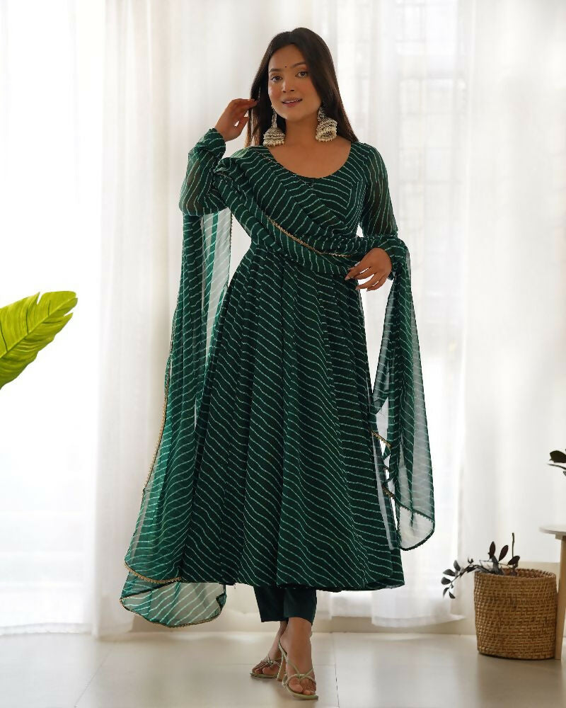 Joban Fashion Green Kurta Set Georgette Sequence Embroidery Work - Swadesiicart
