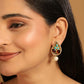 Nuyug 22K Gold Plated Faux Turquoise Stone Studded Contemporary Petal Shaped Pearl Drop Stud Earrings | Swadesiicart