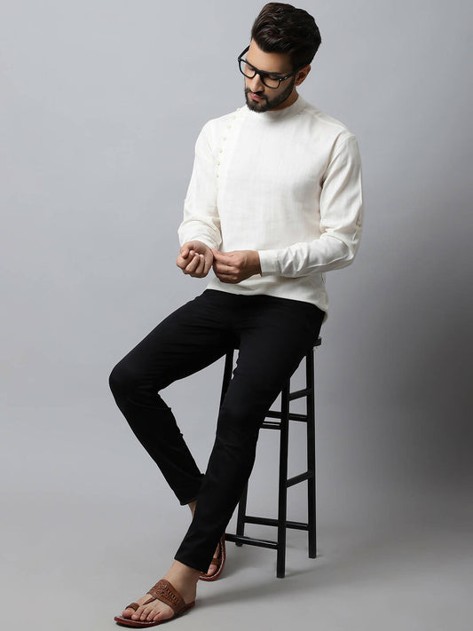 Even Apparels White Color Pure Cotton Men's Kurta With Side Placket (MMS135) | Swadesiicart