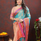 Lorenvalley Fashion Skyblue Kanjivaram Silk Woven Design with Zari Weaving Saree - Swadesiicart
