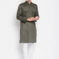 Even Apparels Green Men's Pure Cotton Kurta With Band Collar | Swadesiicart