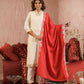 Ethnic Festive Wear Reyon Slub Off White Stitched Suit With Dupatta - Tanisha | Swadesiicart