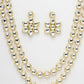 NVR Women's Gold-Polished Kundan 2 Layered Handcrafted Jewellery Sets With Drop Earrings - Swadesiicart