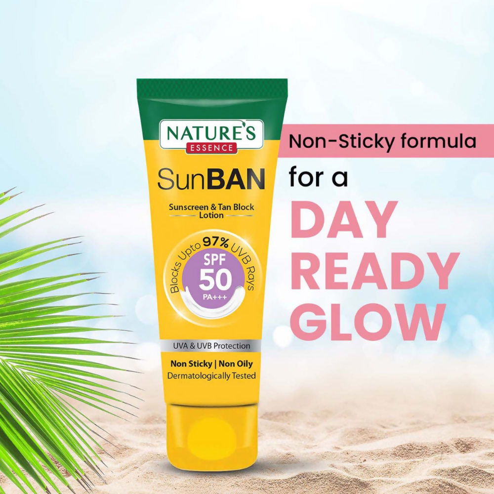 Nature's Essence Sunban Sunscreen & Tan Block Lotion SPF 50 - Swadesiicart