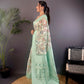 Joban Fashion Cyan Blue Floral Motifs Banarasi Silk Sarees | Swadesiicart