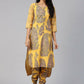 Ahalyaa Women Mustard Crepe Printed Kurta Churidar Set | Swadesiicart