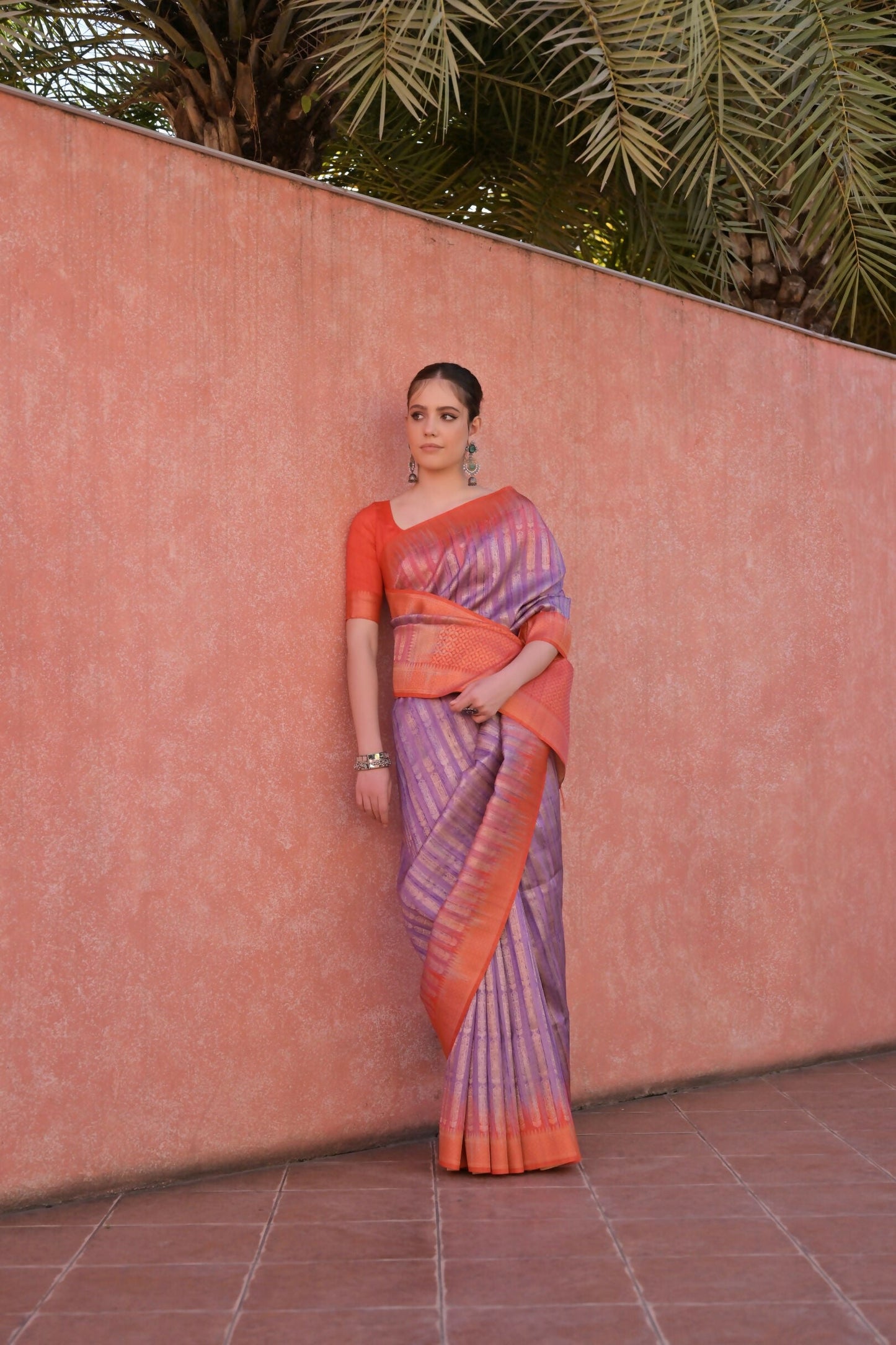Vishnu Weaves Women's Purple Tussar Silk Woven Saree with Blouse - Swadesiicart