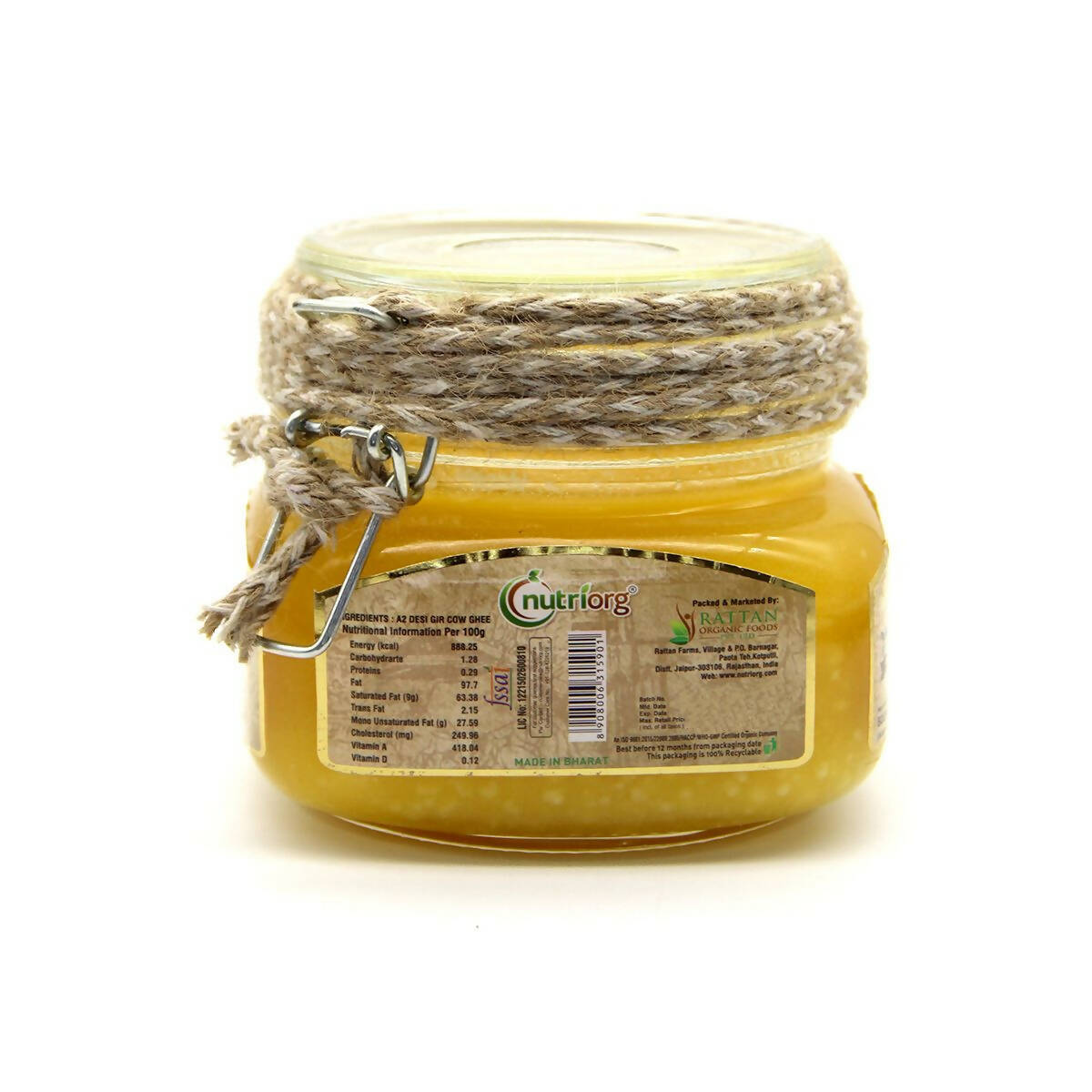 Nutriorg Desi Gir Cow Ghee | Organic Ghee From Desi Gir Cow | Homemade Cow Ghee | Swadesiicart