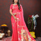 Lorenvalley Fashion Peach Soft Paithani Silk Woven Design Gold Zari Meenakari Weaving Saree - Swadesiicart